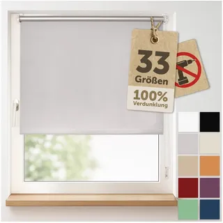 Verdunklungsrollo Verdunkelungsrollo ohne Bohren, Blumtal, Klemm-Montage oder optional Wandmontage mit Schrauben und Dübeln, 4-lagiges Rollo UV-beständig grau 45 cm x 150 cm