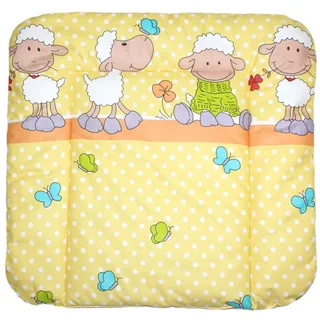 Primawela Wickelauflage Baby Wickeltischauflage Auflage für Wickeltisch - Schäfchen gelb|orange 85 cm