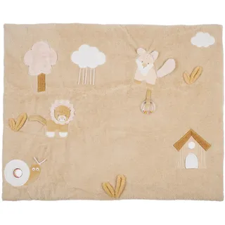 Nattou Krabbeldecke mit verschiedenen Aktivitäten, Aus Polyester, Löwe, Rechteckig, Ca. 100 cm, Flo, Oli & Ernest, Ernest Hellbraun