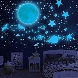 Sztxj Leuchtende Sterne Für Die Decke, Einhorn-wandtattoos, Einhorn-wanddeko Für Mädchenzimmer, Leuchtende Einhorn-sterne-planeten-deckenaufkleber