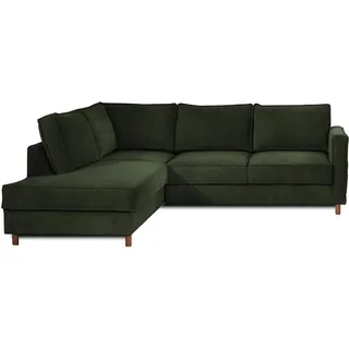JAKE - Ecksofa mit Schlaffunktion - 5-Sitzer - Samt - links Grün