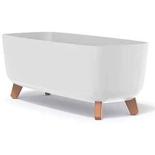Blumentopf Blumenkübel mit Füßen Pflanzkübel mit Pflanzeinsatz Beine Pflanzschale Matt Gracia Case Übertopf (Weiß, 58cm)