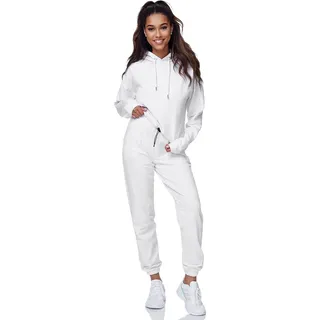 Tazzio Damen Jogginganzug Trainingsanzug Sport Freizeit Hoodie & Jogginghose F200 Weiß M - M