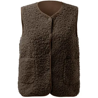 QVQV Damen Teddy Fleece Jacke Ärmellos Braun S Gesteppt Winterweste Warm Einfarbig Damenwesten Teddy Fleece Weste Herbst Winter Warm Ärmellos Westen