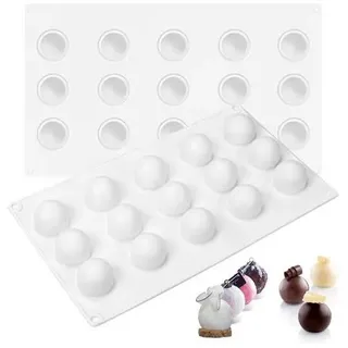 2 Stück Silikonform Kugel, Silikon Form Kugel Trüffelkugeln Silikonform Kugelform Schokolade Silikon Dessert, Pralinenform Rund Klein Backform Kuche