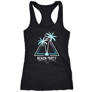 Neverless Tanktop Damen Tank-Top Sommer-Shirt Palmen Beach Party Party-Shirt Slim Fit Racerback Neverless® schwarz S
