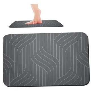 Rachlicy Diatomite Stone Bath Mat Badematte Stein Stein Badematte schnell trocknende Badezimmermatte rutschfest für Badezimmer KieselgurStein Badematte Erde Badezimmer Bodenmatte Teppich 60x90cm Grau
