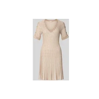 Minikleid mit gerippten Abschlüssen, Sand, S