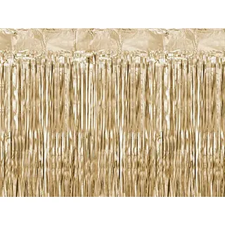 PartyDeco Lametta Vorhang Folie Glitzer - Gold - 90 x 250 cm - Metallic Tinsel Vorhänge für Weihnachtsbaum Weihnachten Geburtstag Hochzeit - Deko Dekoration zu Weihnachten - Gold