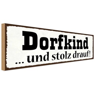 vianmo Holzschild Holzbild Wandbild 27x10 cm Dorfkind und stolz drauf Deutsch Spruch Zitat