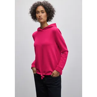 Hoodie STREET ONE, Damen, Gr. 34, pink (power berry), Sweatware, 66% Polyester, 29% Viskose, 5% Elasthan, unifarben, normal, ohne Ausschnitt, Bündchen, Sweatshirts Hoodie, mit elastischem Materialmix