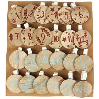 TianWlio Weihnachtsdekoration DIY Weihnachtsdekorationen aus Holz 1 bis 24 Kalenderclip Kreative Adventskalender zum Befüllen Weihnachtskalender Stoffsäckchen zum Selberfüllen (Khaki, One Size)