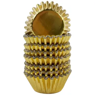 Miss Bakery's House® Mini Muffinförmchen Folie - Ø 32 mm x 20 mm - Gold - 120 Stück - Papierbackform für kleine Muffins und Cupcakes - Metallic-Look