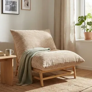 LVHOM XXL Relaxsessel mit Massivholz-Rahmen, Polstersessel Cord mit Memory-Schaum, ergonomischer Loungesessel, Fernsehsessel für Wohnzimmer, Hellb... - Braun