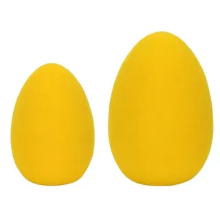 Posiwio dekoratives frühlingshaftes großes Dekoei Osterei beflockte Oberfläche in verschiedenen frühlingshaften Farben und verschiedenen Größen (Gelb, 1 x klein und 1 x groß)