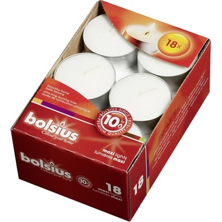Bolsius Teelichter, 10 Stunden Brenndauer, Weiß, 18 Stück