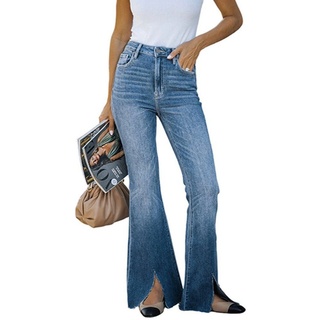 ZWY Jeanshotpants Damen Schlaghose Jeans Waist Stretch Hosen ausgewaschenem XL