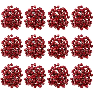 Weihnachten Beere, 480 Stück Künstliche Beeren Dekoration Rot Holly Beerenzweige Weihnachten Gefrostet Berry Mini Weihnachtsbeere für Weihnachtsbaum Deko DIY Basteln Kranz Girlande Machen Crimson