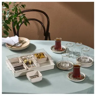 Karaca Frühstücksteller Karaca Clara 7-teiliges Keramik-Frühstücksset, Mehrfarbig