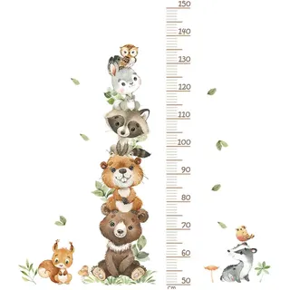 Wand-wachstumsmesslatte Für Kinder (50–150 Cm) – Waldtiere – Wandaufkleber Fürs Kinderzimmer