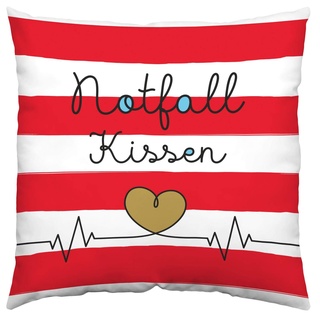 GRUSS & CO Kissen Motiv "Notfall"| Zierkissen, Baumwolle, 40 cm x 40 cm | Kissen mit Spruch | 46640
