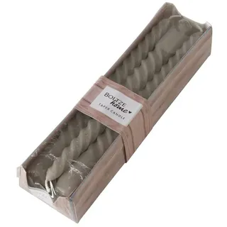 Spiralkerzen Taupe/Beige – 6er Set – Höhe 20 cm, Ø 2 cm – ca. 4 Std. Brenndauer – Gedrehte Stabkerzen – Neutrale Deko für Hochzeit, Dinner, Herbst & moderne Tischdeko