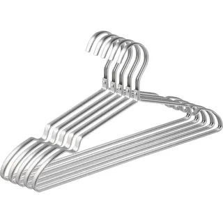 Ersandy - Amber Home Packung Mit 10 Kleiderbügeln Aus Aluminium-eisen, 42 Cm, Mattsilberner Metallbügel Für Kleidung, Anzüge, T-shirts, Hemden, Jacken, Kleider, Rutschfeste Kerben, Elegant Und Hochwertig, Langl