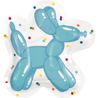Unique 21934EU Umweltfreundliche Pappteller – 21 cm – Ballonhund Geburtstagsparty – 8 (1 Stück), Multicolour