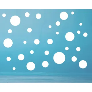 timalo® 120 Stück Wandtattoo Kinderzimmer weiße Kreise Pastell Wandsticker – Aufkleber Punkte | 73078-SET28-weiss
