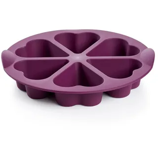 Tupperware 6er Herzform Platin-Silikon BPA-Frei - Patisserie Geburtstag Valentinstag Feiertag - Einfaches Lösen Glänzende Innenseite - 23 cm - Familienküche Profi-Qualität