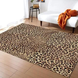 TEMLAN Sexy Leopard Teppiche Gegend, Gelbe Leoparden-Druckkunst Kleiner Teppich für Wohnzimmer, Schlafzimmer, Kinderzimmer, Büro, etc 100 x 150cm