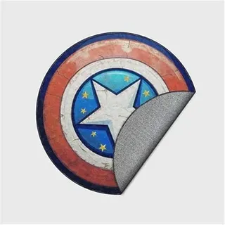 pikapuka Maschine Waschbar Retro Mode Moderne Pentagram Rot Blau Schlafzimmer Wohnzimmer Kreislaufschutz Teppich Kompatibel Captain America Bodenmatte Kinderzimmer Dekor (Durchmesser: 60cm)
