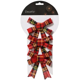 Christmas Decorations Kaemingk Schleifen 10cm mit Tartan Muster 3er Set Geschenkschleifen Weihnachtsschleifen Dekoschleifen festliche Dekoration Weihnachten Hochzeit