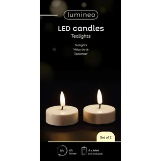 Lumineo LED-Teelicht 5,5 cm 2 St. weiß