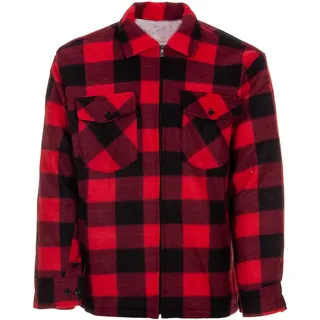 Hoang Thermojacke Herren Holzfällerjacke Hemdjacke Flanell Jacke Arbeitsjacke Kariert Gefüttert, Farbe:rot, Größe:M - M