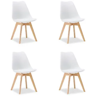Homestyle4u Küchenstuhl Holz gepolstert Weiß 4er Set