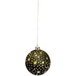 Hängekugel mit LED Timer Ø15cm schwarz/gold Weihnachtsdekoration Glaskugel Deko