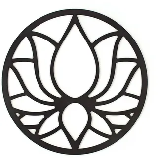 CONTRAXT Lotusblume deko wanddeko holz. Lotusblüte deko wanddeko deko lotus flower bild deko wand holz Vintage Garten deko Meditation zubehör 3d Mandala wandbild Nicht-Metall (Lotusblume, Schwarz)