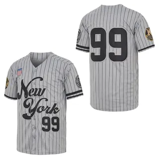 NY Jersey Herren New York 99 Baseball Trikots Shirts Hip Hop Button Down für Party Weihnachten Grau, GRAU, L - L