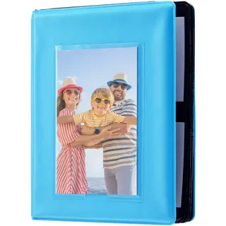 Zink 2x3 Mini-Fotoalbum 64-Taschen mit transparenter Fenstervorderseite für 2”x3” ZINK Zero Ink Fotopapier (Blau), kompatibel mit Kodak, Lifeprint, Polaroid, HP, Canon, Fujifilm 2x3"-Fotos