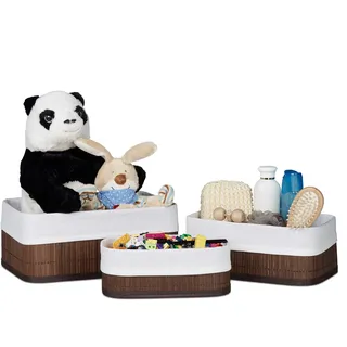 Relaxdays Aufbewahrungskorb 3 teiliges Set 20 x 30 x 13 cm braun