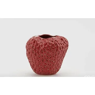 enzo de gasperi Dekovase Erdbeervase - glasierte Keramik Höhe 16cm Ø 17cm Dekovase rot lackiert (verschiedene Größen können kombiniert werden)