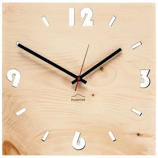 Huamet Wanduhr Holz-Zirbe Quadratisch braun