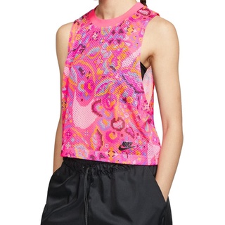 Nike Damen NSW FTR Allover Print Debardeurs T-Shirt, Pink (Hyper Pink), (Herstellergröße: Small)