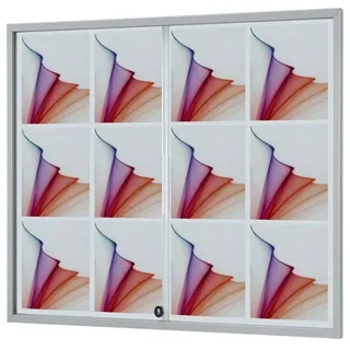 Schaukasten Wand mit ESG-Glasschiebetüren