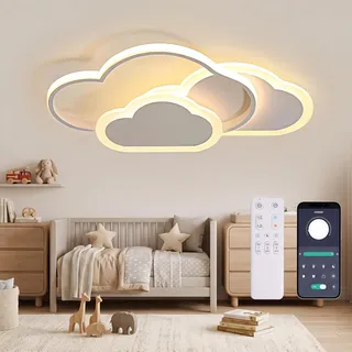 BLMYL LED Deckenleuchte - 32W Kinderzimmer Lampe Decke, Kreative Wolkenlampe Deckenleuchte Schlafzimmer Dimmbar mit Fernbedienung, 42CM Deckenlampe Kinderzimmer für Wohnzimmer, Schlafzimmer