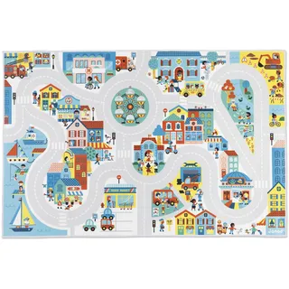 Janod Kinderauto Kinderteppich 120 x 78 cm Grau