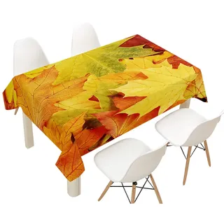 FANSU Tischdecke Wasserdicht Tischwäsche, Rechteckige Wasserabweisend Abwaschbar Herbst Blätter Tischtuch Draussen Küchentischabdeckung für Outdoor Küche Dekoration (90x90cm,Herbst)