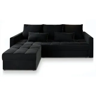 masseno Ecksofa KOS PIK mit Schlaffunktion L-Form, Sofa mit Bettkasten, Wohnzimmersofa, Couch, Soffa, Bettsofa, Couchgarnitur- Schwarz, - Maße (cm): B: 220 H: 85