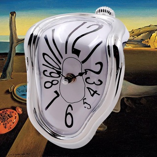 FAREVER Salvador Dali Schmelzende Uhr, geschmolzene Uhr für dekoratives Zuhause, Büro, Regal, Schreibtisch, Tisch, lustiges kreatives Geschenk, arabisches Silber